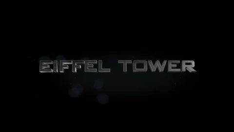 Eiffel tower 3D title metal text on black alpha channel background Stock Footage 256916209