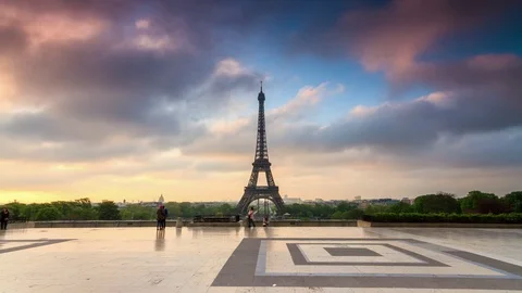 Eiffel tower 4K hyperlapse timelapse Stock Footage 96985980