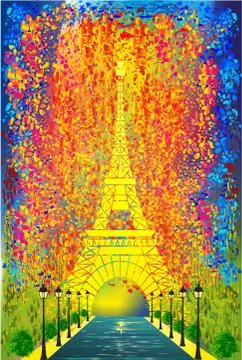 Eiffel Tower in abstract surroundings Stock Illustration