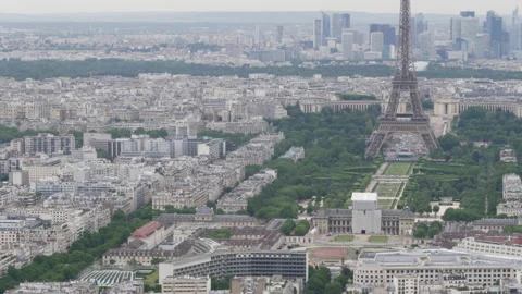 Eiffel Tower aerial view from observation deck of Montparnasse building in Paris Stock Footage 237925319