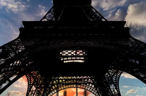 Eiffel Tower against the background of a beautiful sky. Paris, France Stock Photos