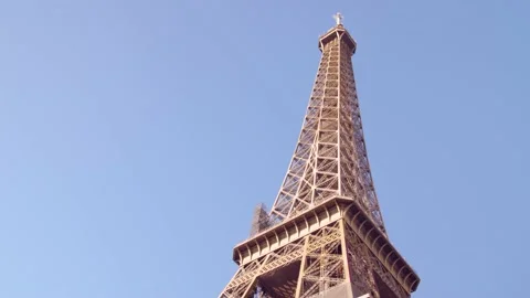 Eiffel tower against blue sky Stock Footage 182885683