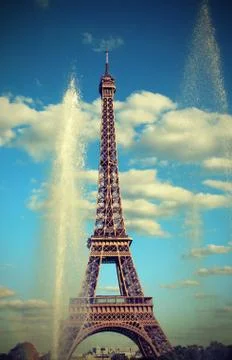 Eiffel tower also called Tour Eiffel is the symbol of Paris in France with ol Stock-Fotos
