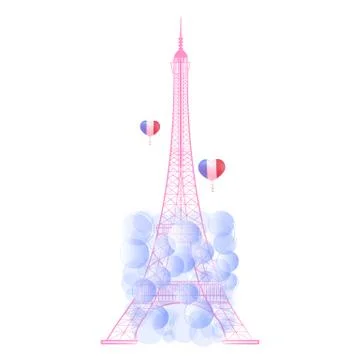 The Eiffel tower and balloons. Stock Illustration