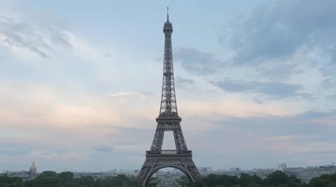 Eiffel Tower and Bright Sky in 4k Stock Footage 44235617