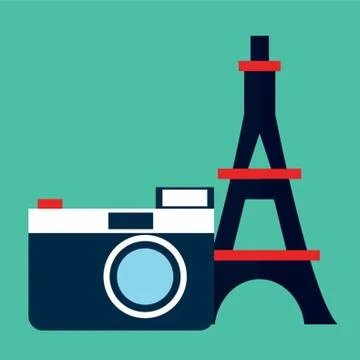 Eiffel Tower And Camera Stock Illustration