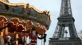 Eiffel Tower and Carousel (merry go round) in Paris, France, French Architecture HD Footage