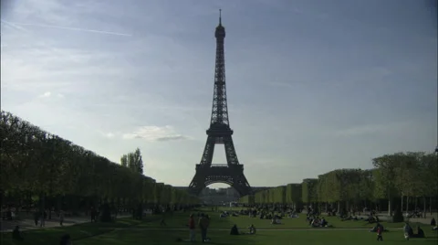 Eiffel Tower and Champ de Mars, Paris Stock Footage 59334700