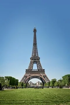 Eiffel Tower and Champ de Mars Stock Photos