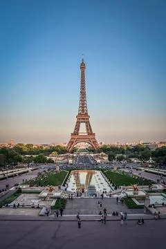 Eiffel Tower and Champ de Mars in Paris Stock Photos