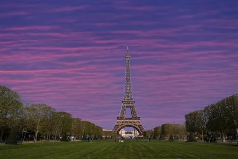 Eiffel tower and cloudy sky, Paris, France Stock Photos