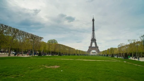 Eiffel Tower and Field of Mars in Paris Stock Footage 113391543