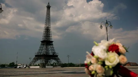 Eiffel tower and flowers Stock Footage 46838323