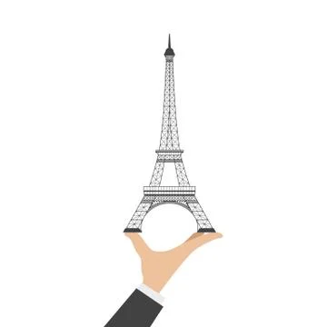 Eiffel tower and hand Stock Illustration