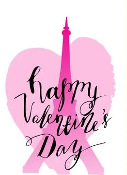 Eiffel tower and hear Illustrazione stock