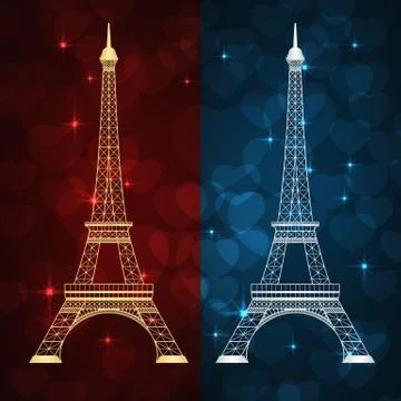 Eiffel tower and hearts 스톡 일러스트