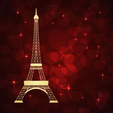 Eiffel tower and hearts Stock-Illustration