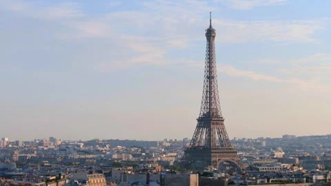 Eiffel Tower And Paris Cityscape Stock-Footage 334455749