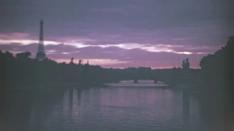 Eiffel Tower and Paris Skyline at Sunset Archival Footage Stock Footage 294866124