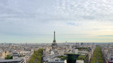 Eiffel Tower and Paris skyline aerial view Stock Footage 336678537
