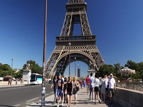 Eiffel Tower And Pont D'iena, Iena bridge, Paris, France.Stock footage. 動画素材 78282596