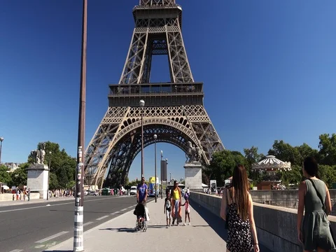 Eiffel Tower And Pont D'iena, Iena bridge, Paris, France. Video stock 78282604