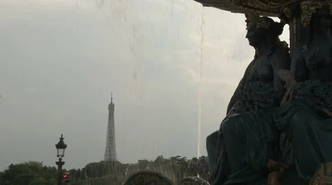 Eiffel Tower and Trees in Daytime Stock Footage 52885635