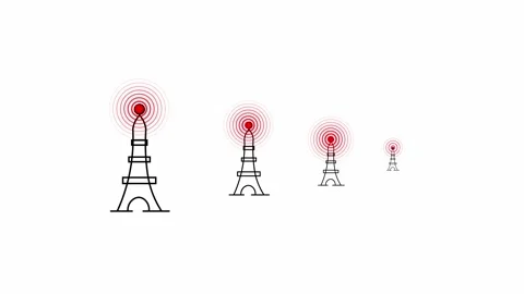 Eiffel Tower animated broadcast network transmission wireless communication.. Stock Footage 321456666