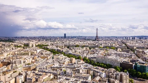 Eiffel tower &amp; Arc de Triomphe, paris downtown time lapse 스톡 동영상 119034970