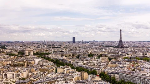 Eiffel tower &amp; Arc de Triomphe, paris downtown time lapse Vídeo Stock 119035106