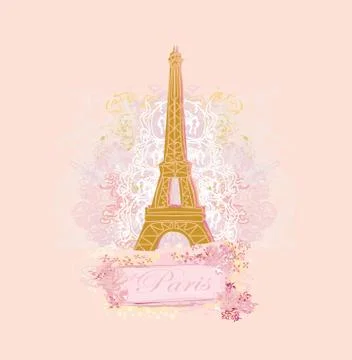 Eiffel tower artistic background illustration. Stock Illustration