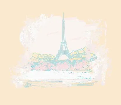 Eiffel tower artistic background illustration. Illustrazione stock