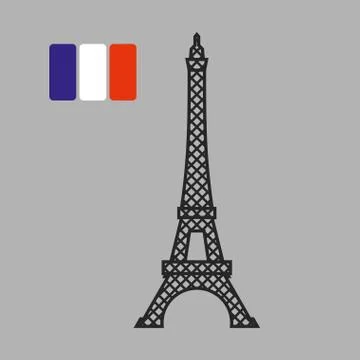 Eiffel Tower. Attraction of Paris. Vector illustration. Fflag of France on gr Illustrazione stock