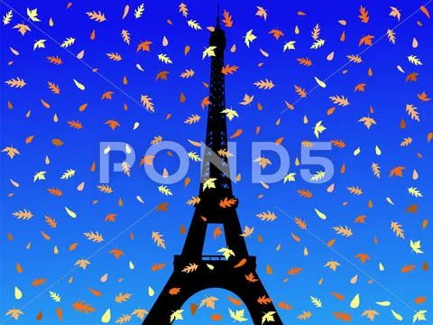 Eiffel tower in autumn Stock Illustration