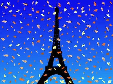 Eiffel tower in autumn Stock Illustration
