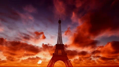 Eiffel Tower on the background moving clouds. 스톡 동영상 132444850