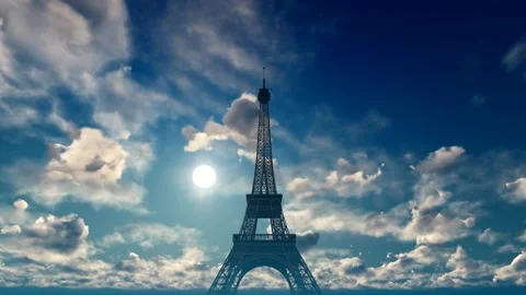Eiffel Tower on the background moving clouds. 스톡 동영상 132444870