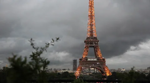 Eiffel Tower. Bad weather Stock Footage 36485448