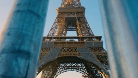 Eiffel Tower Behind the Bars Stock Footage 243302852