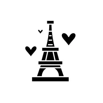 Eiffel tower black icon, vector sign on isolated background. Eiffel tower 库存插图