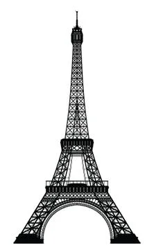 Eiffel Tower Black Silhouette Vector Illustration Stock Illustration