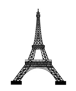 Eiffel Tower Black Silhouette Vector Illustration Stock Illustration