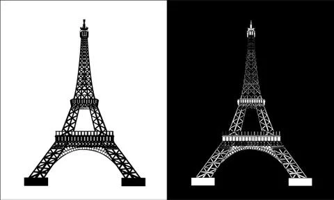 Eiffel Tower Black Silhouette Vector Illustration Stock Illustration