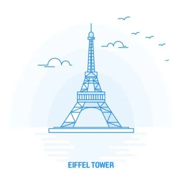 EIFFEL TOWER Blue Landmark. Creative background and Poster Template Stock Illustration