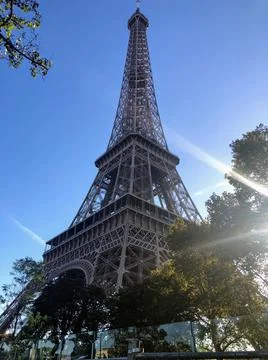 The Eiffel Tower blue skies Stock Photos
