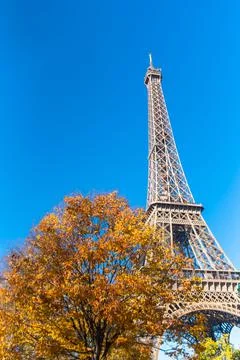 Eiffel tower with blue sky background in Paris 写真素材