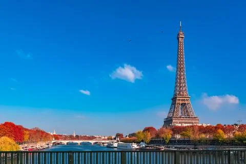 Eiffel tower with blue sky background in Paris 写真素材