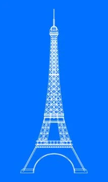 Eiffel Tower Blueprint Style Ilustración de archivo