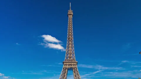 Eiffel Tower with bridge over Siene river in Paris timelapse hyperlapse, France Stock Footage 241323414