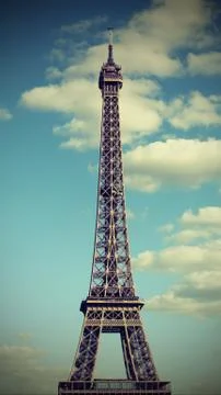 Eiffel Tower called Tour Eiffel in Paris France and the blue sky with old ton 스톡 사진